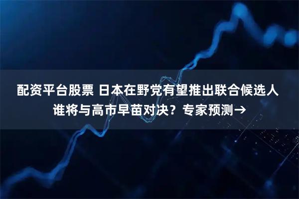 配资平台股票 日本在野党有望推出联合候选人 谁将与高市早苗对决？专家预测→